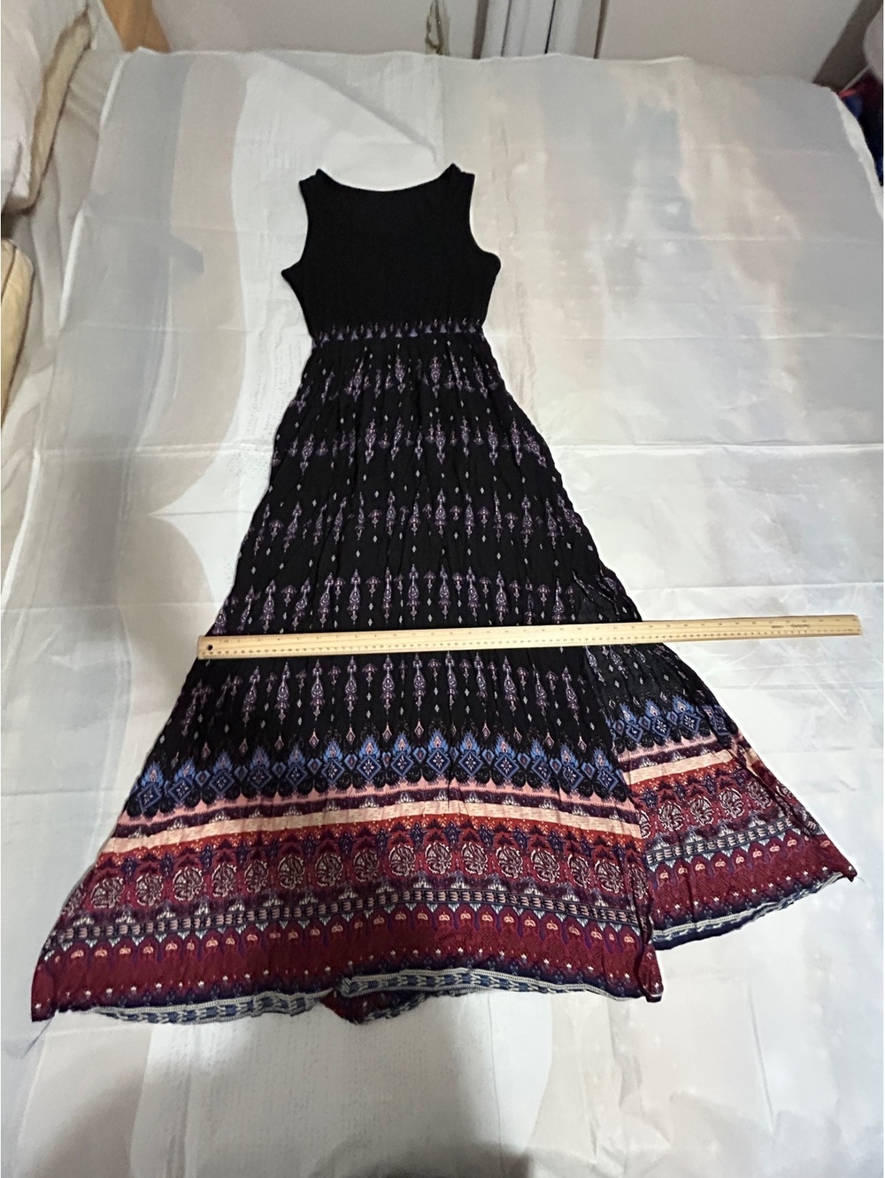 Black boho print maxi dress CLOTHING00131